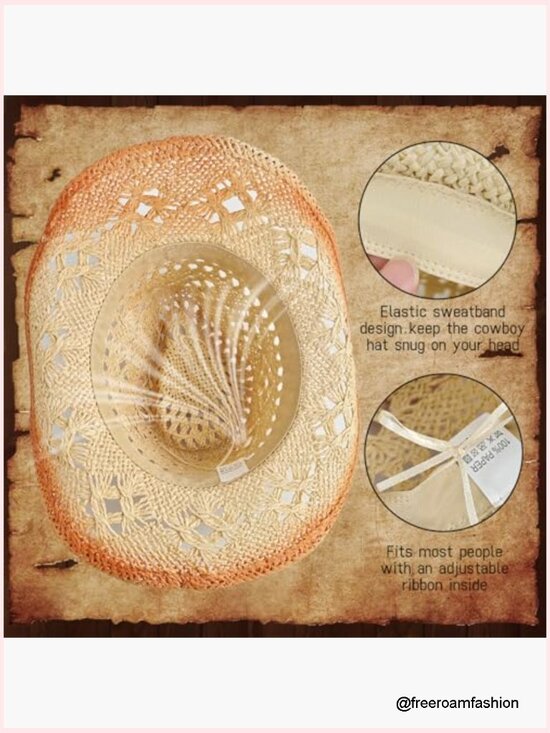 Straw Cowboy Hat with Flexible Wire Brim - Papyrus Woven main image 5
